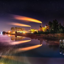 chemical plant at night