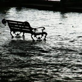 Bench in flood waters