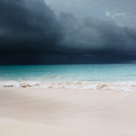 Hurricane approaching a beach